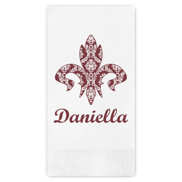 Custom Maroon & White Guest Napkins - Full Color - Embossed Edge (Personalized)