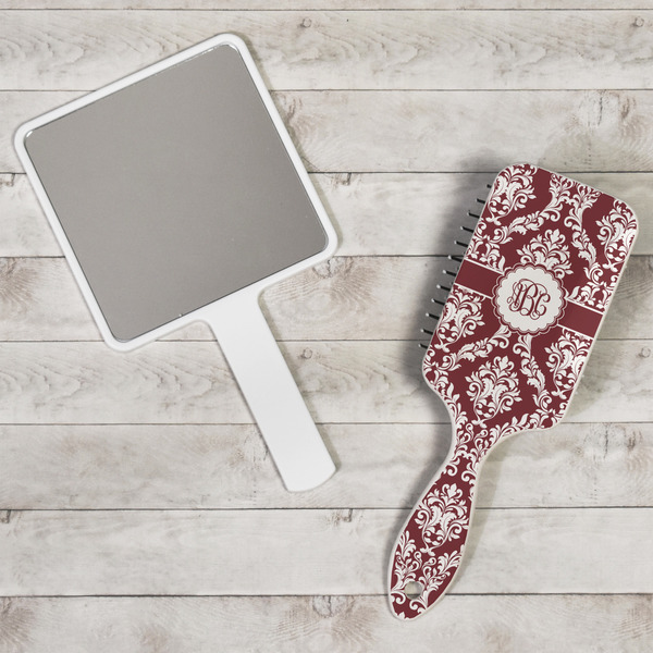 Maroon & White Hair Brush - In Context