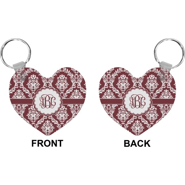 Maroon & White Heart Keychain (Front + Back)