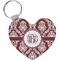 Maroon & White Heart Keychain (Personalized)