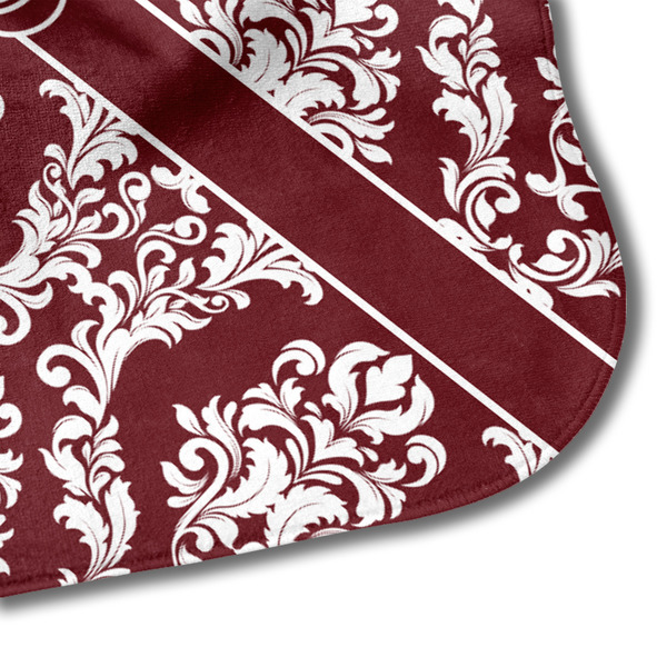 Maroon & White Hooded Baby Towel- Detail Corner
