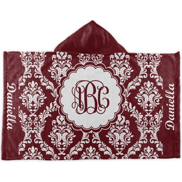 Custom Maroon & White Kids Hooded Towel (Personalized)