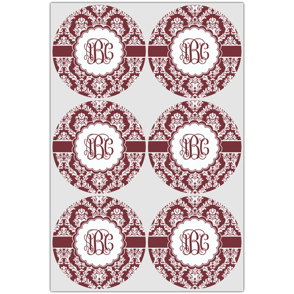 Maroon & White Icing Circle - Large - Set of 6