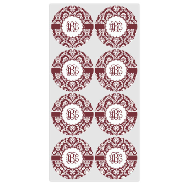 Maroon & White Icing Circle - Medium - Set of 8