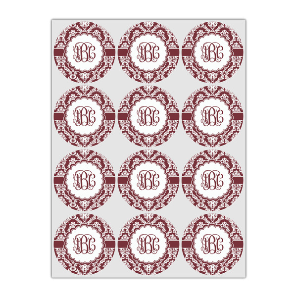 Maroon & White Icing Circle - Small - Set of 12