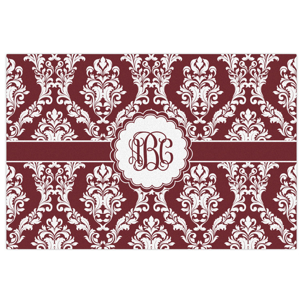 Maroon & White Indoor / Outdoor Rug - 4'x6' - Front Flat