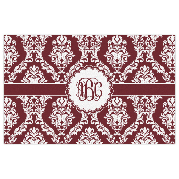 Maroon & White Indoor / Outdoor Rug - 5'x8' - Front Flat