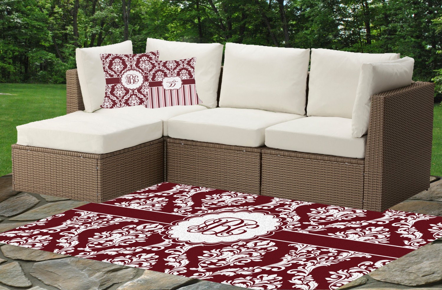 Maroon & White Indoor / Outdoor Rug 4'x6' (Personalized) YouCustomizeIt