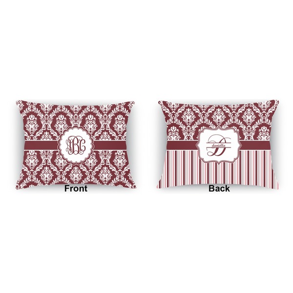 Maroon & White  Indoor Rectangular Burlap Pillow (Front and Back)