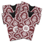 Maroon & White Jersey Bottle Cooler - Set of 4 (Personalized)