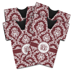 Maroon & White Jersey Bottle Cooler - Set of 4 (Personalized)