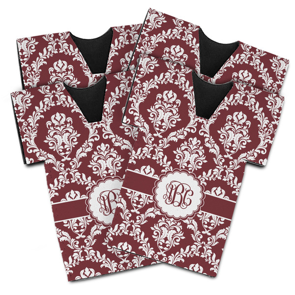 Maroon & White Jersey Bottle Cooler - Set of 4 - MAIN (flat)