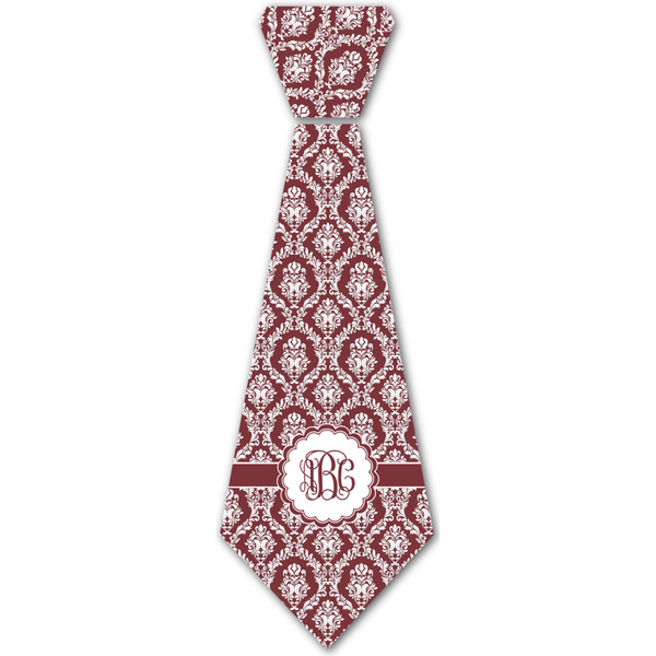Custom Maroon & White Iron On Tie - 4 Sizes w/ Monogram