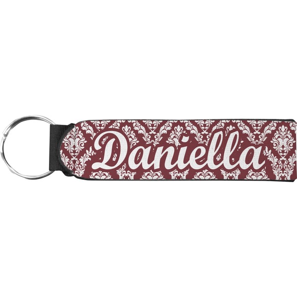 Custom Maroon & White Neoprene Keychain Fob (Personalized)