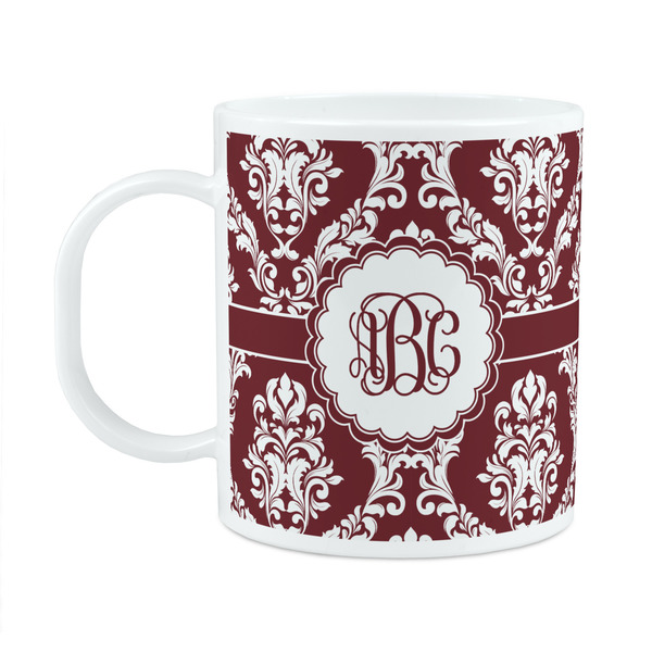 Custom Maroon & White Plastic Kids Mug (Personalized)