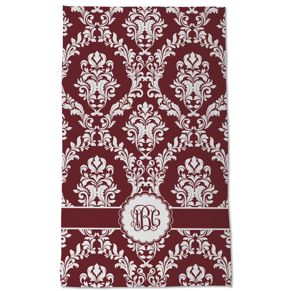 Maroon & White Kitchen Towel - Poly Cotton - Full Front