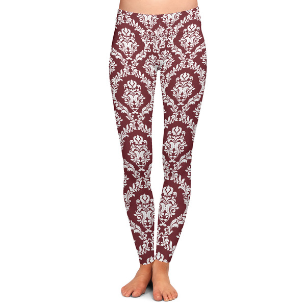 Custom Maroon & White Ladies Leggings - Extra Small