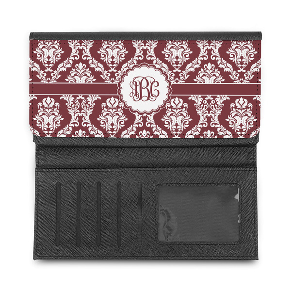 Maroon & White Ladies Wallet - Half Way Open