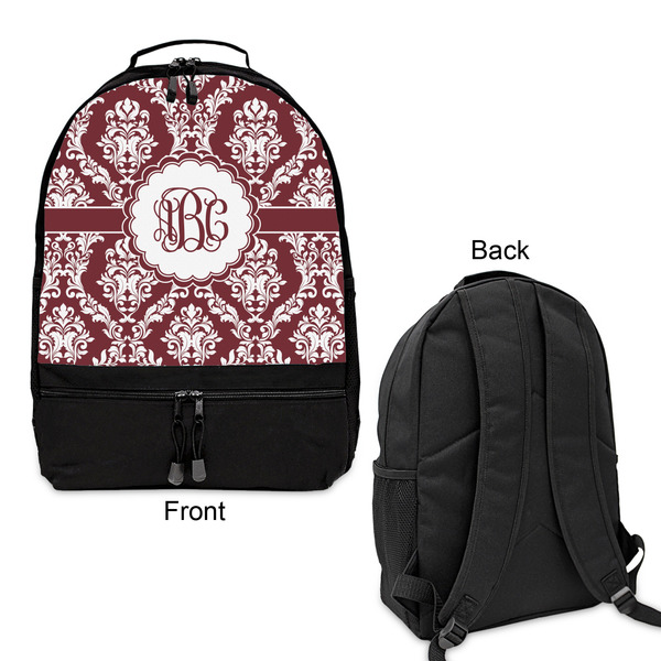 Maroon & White Large Backpack - Black - Front & Back View