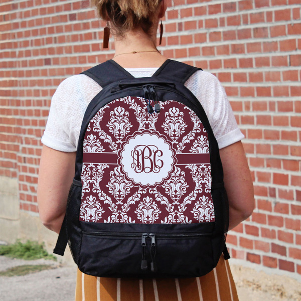 Maroon & White Large Backpack - Black - On Back