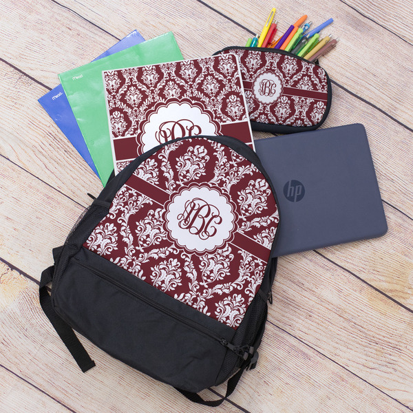 Maroon & White Large Backpack - Black - With Stuff