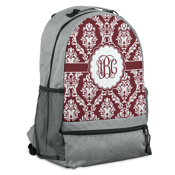 Custom Maroon & White Backpack - Grey (Personalized)