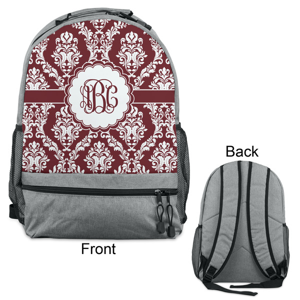 Maroon & White Large Backpack - Gray - Front & Back View