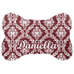 Maroon & White Bone Shaped Dog Food Mat (Personalized)