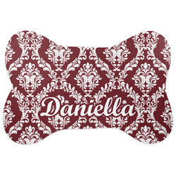 Maroon & White Bone Shaped Dog Food Mat (Personalized)
