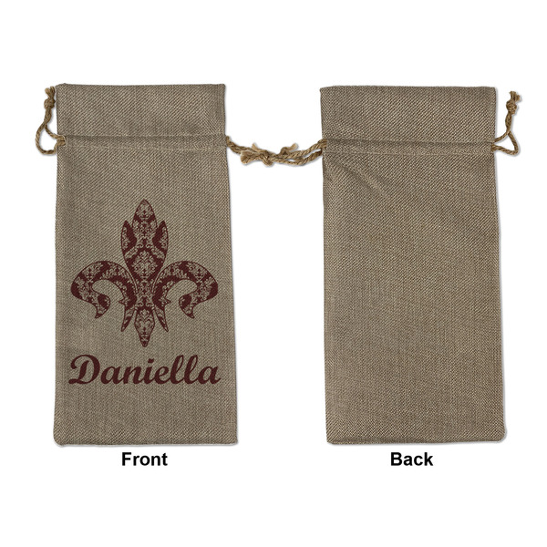 Maroon & White Large Burlap Gift Bags - Front Approval