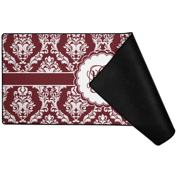 Maroon & White Large Gaming Mats - FRONT W/ FOLD