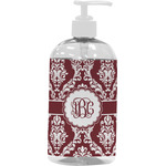 Maroon & White Plastic Soap / Lotion Dispenser (16 oz - Large - White) (Personalized)