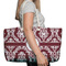 Maroon & White Large Rope Tote Bag - In Context View