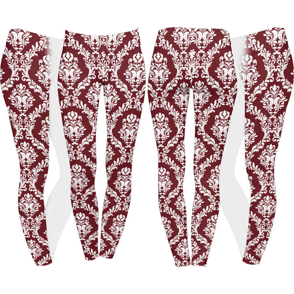 Maroon & White Leggings Turn Around - Apvl
