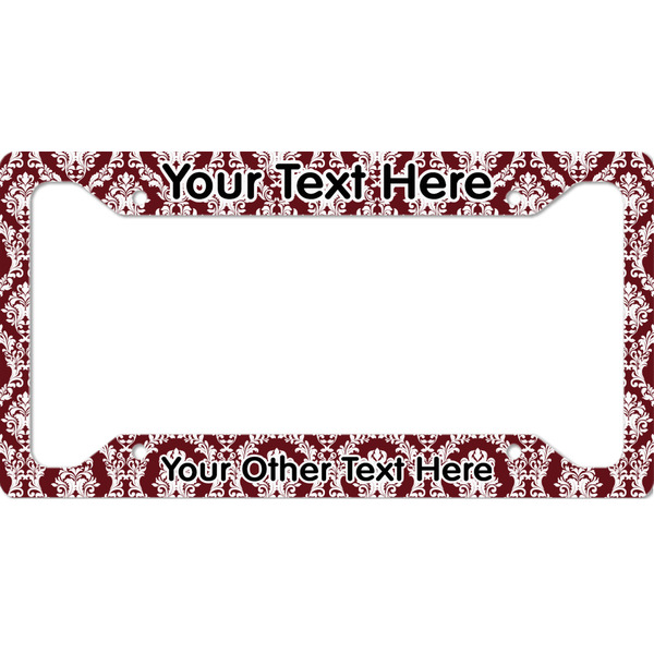 Custom Maroon & White License Plate Frame - Style A (Personalized)