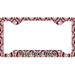 Maroon & White License Plate Frame - Style C (Personalized)