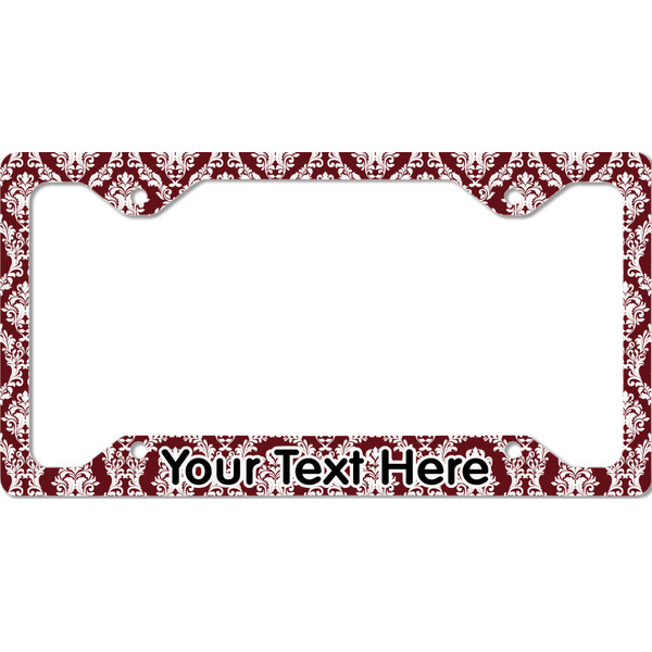 Custom Maroon & White License Plate Frame - Style C (Personalized)