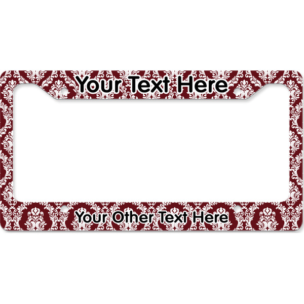 Custom Maroon & White License Plate Frame - Style B (Personalized)