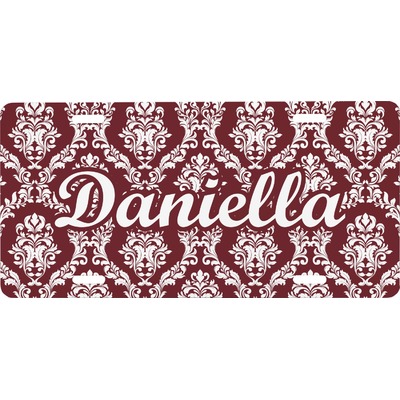Maroon & White Front License Plate (Personalized)