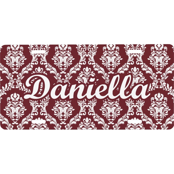 Custom Maroon & White Front License Plate (Personalized)