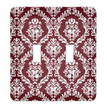 Maroon & White Light Switch Cover (2 Toggle Plate)