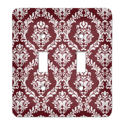 Maroon & White Light Switch Cover (2 Toggle Plate) (Personalized)