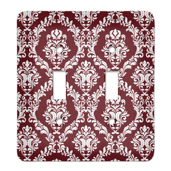 Custom Maroon & White Light Switch Cover (2 Toggle Plate)