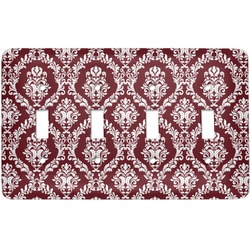 Maroon & White Light Switch Cover (4 Toggle Plate)