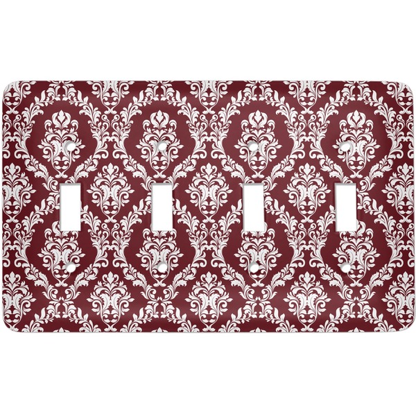 Custom Maroon & White Light Switch Cover (4 Toggle Plate)