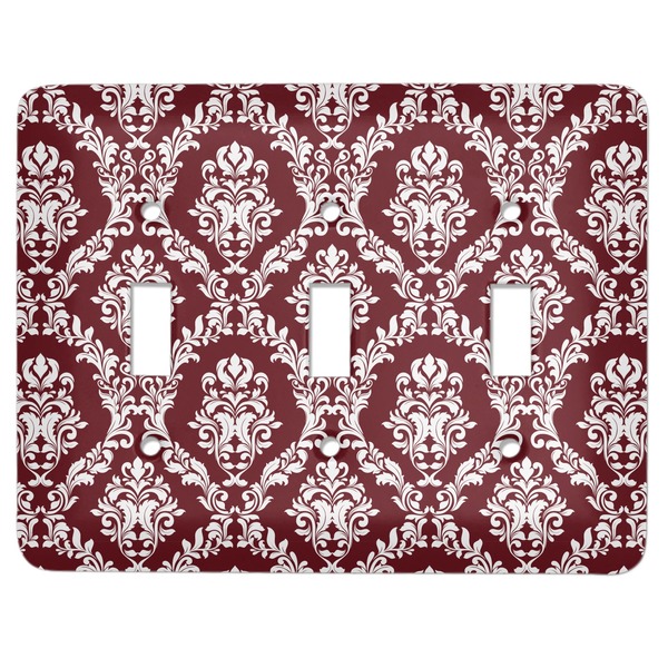 Custom Maroon & White Light Switch Cover (3 Toggle Plate)