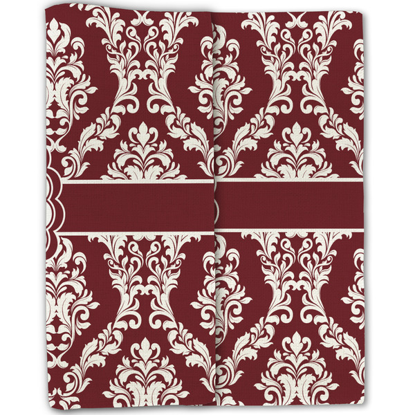 Maroon & White Linen Placemat - Folded Half (double sided)