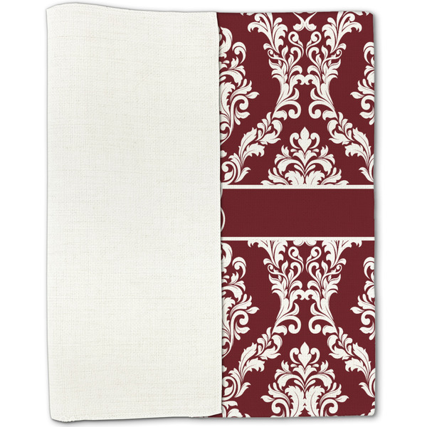 Maroon & White Linen Placemat - Folded Half