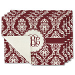 Maroon & White Single-Sided Linen Placemat - Set of 4 w/ Monogram