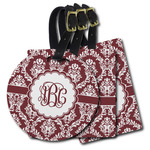 Maroon & White Plastic Luggage Tag (Personalized)